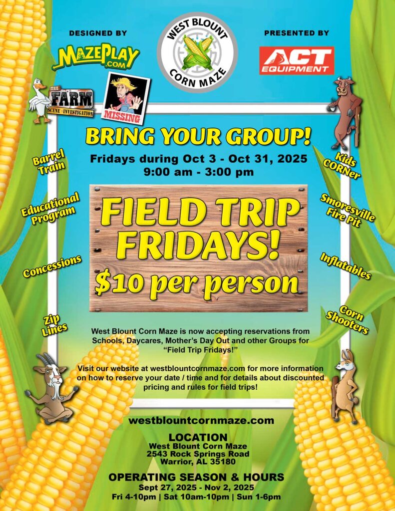 West Blount Corn Maze - Hayden, Alabama - Field Trip Fridays