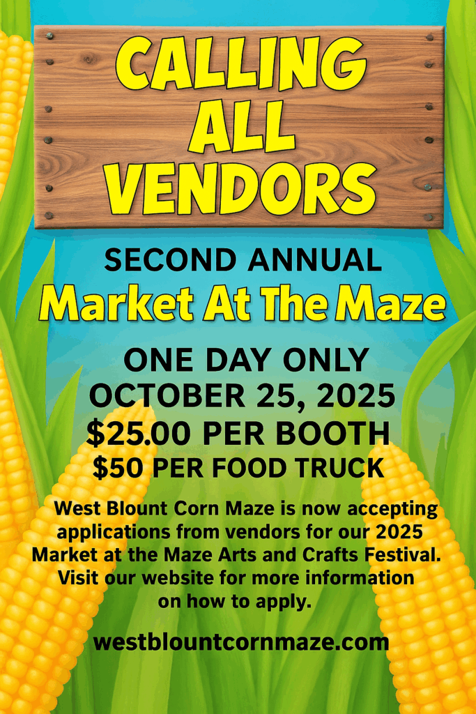 West Blount Corn Maze 2nd Annual Market At The Maze 2025 Arts & Crafts Festival Ad image