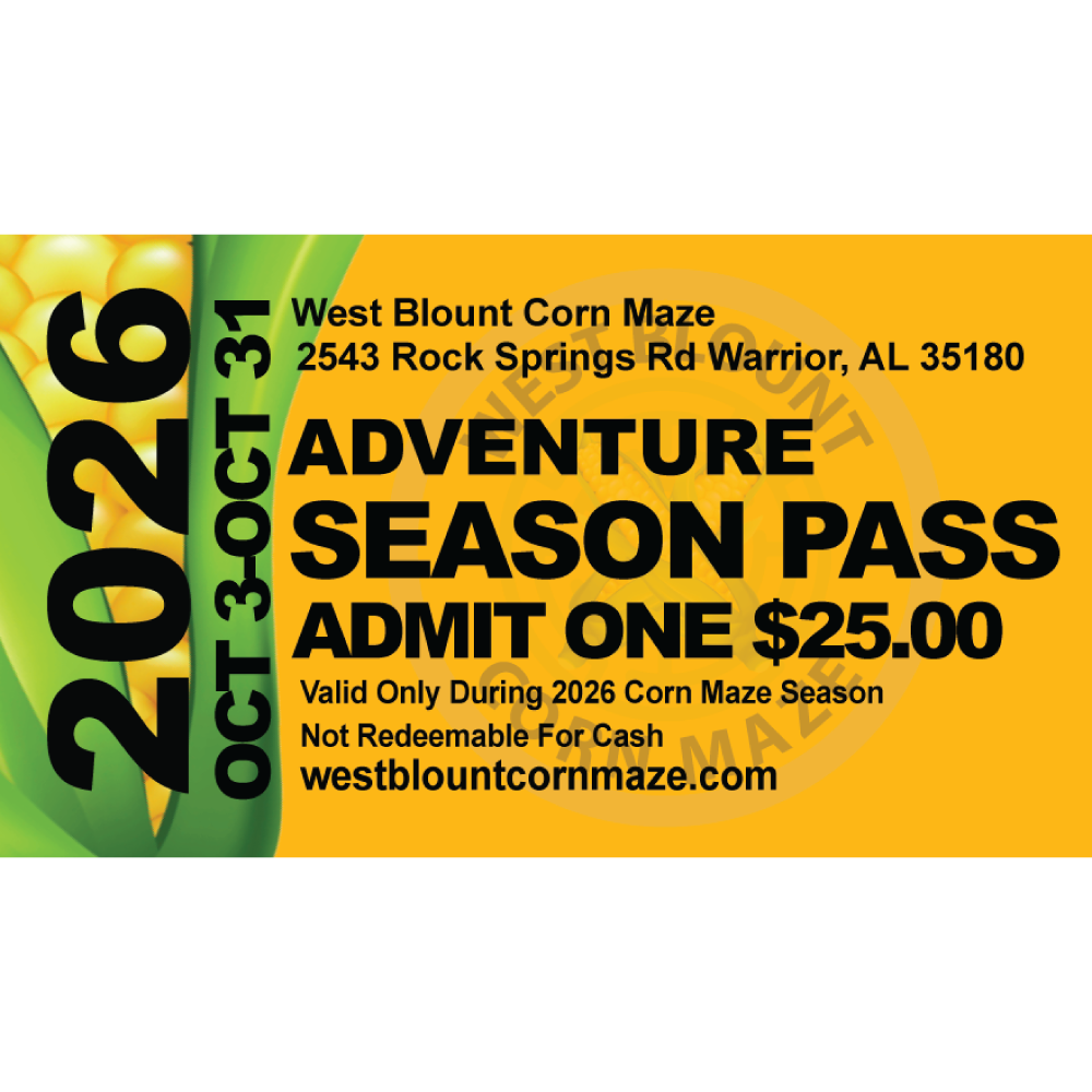 West Blount Corn Maze Season Pass $25.00